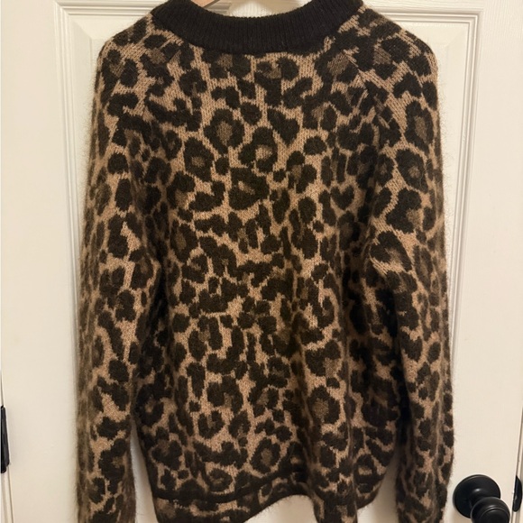 NWOT Sezane Noah Wool-Blend Cardigan in Leopard Animal Print Cardigan SZ S - Picture 7 of 10